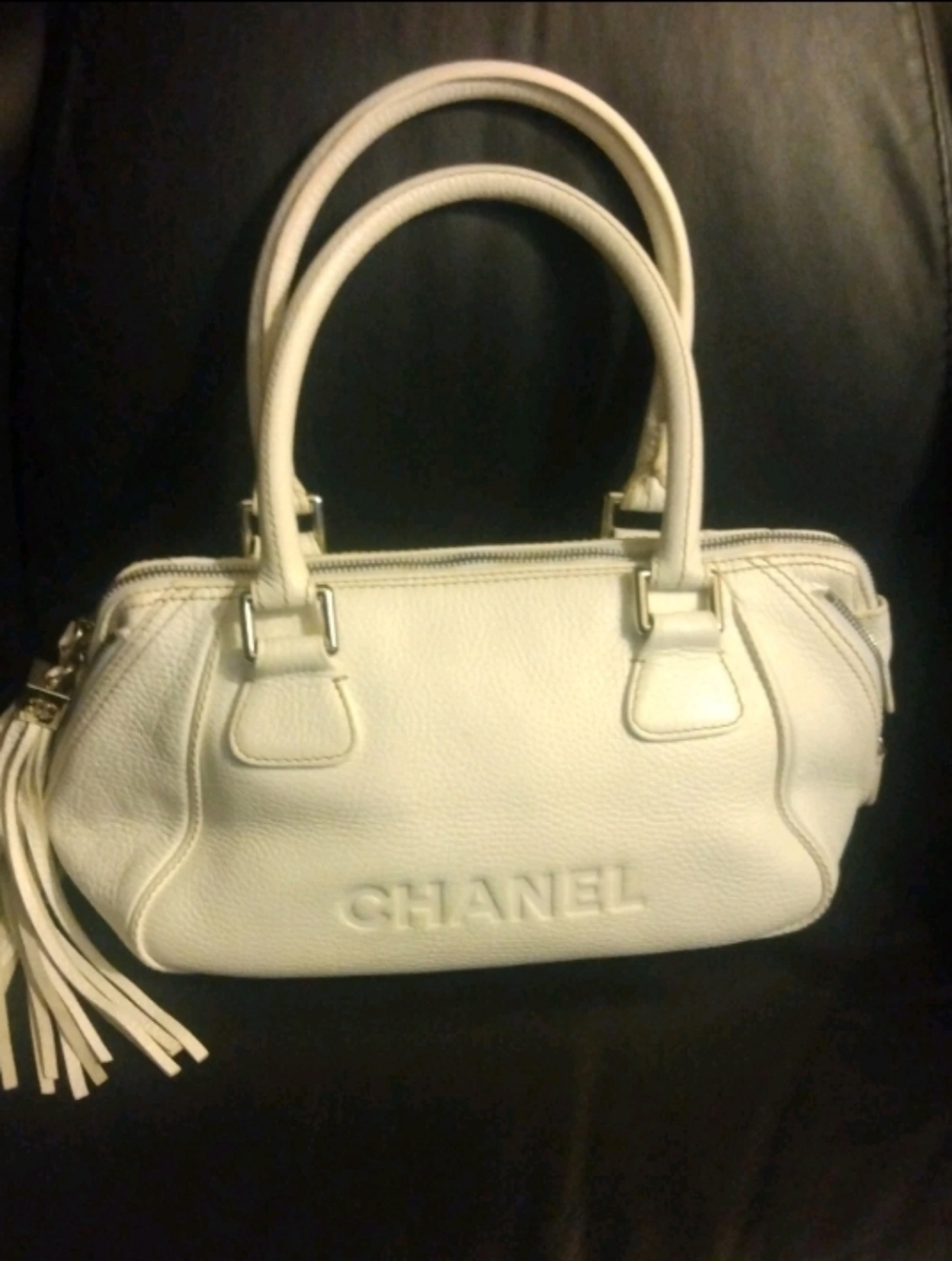 Chanel White Leather Y2K Women's Purse Hand Bag Made In Italy